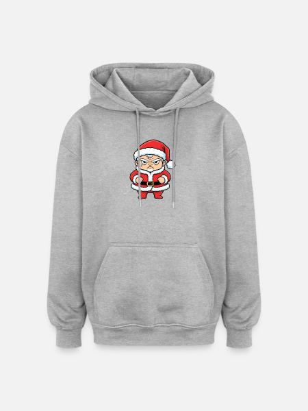 Angry Santa Claus cartoon anti christmas - Oversized Unisex Hoodie - heather grey