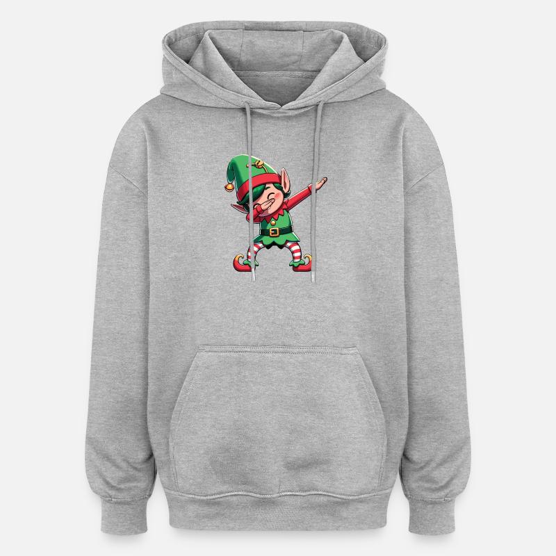 Tapoter l’Elf de Noël Dab Noël - Sweat à capuche oversize unisexe - gris chiné