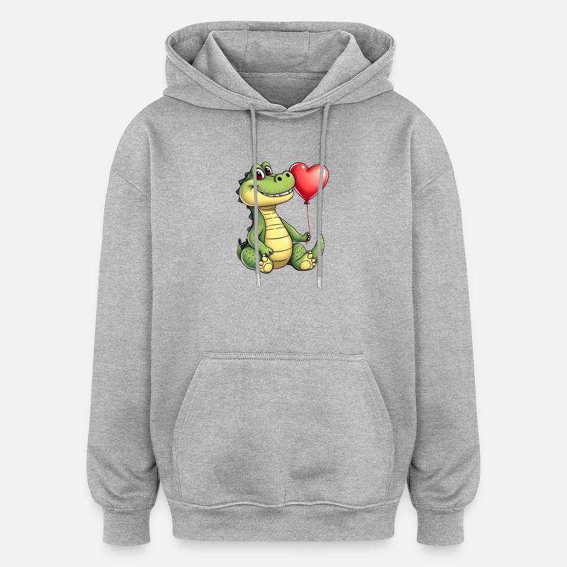 Ballon Cœur de Crocodile - Sweat à capuche oversize unisexe - gris chiné