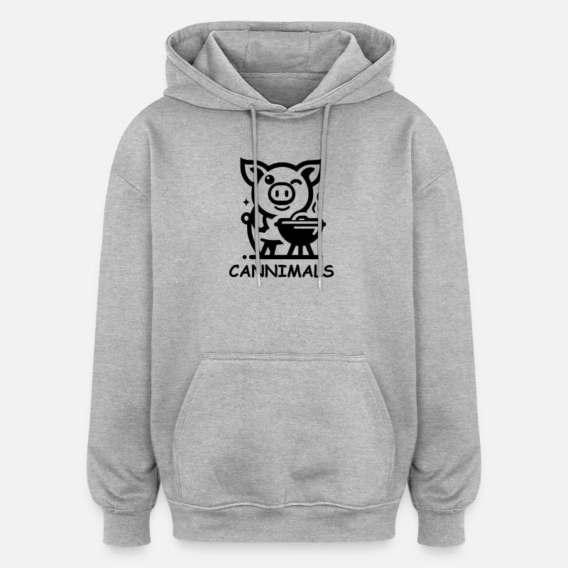 Cannimals – Édition Noire Logo - Sweat à capuche oversize unisexe - gris chiné