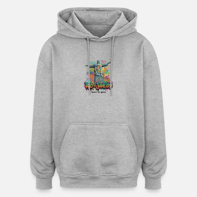 Christ Rédempteur - Gardien de Rio - Sweat à capuche oversize unisexe - gris chiné