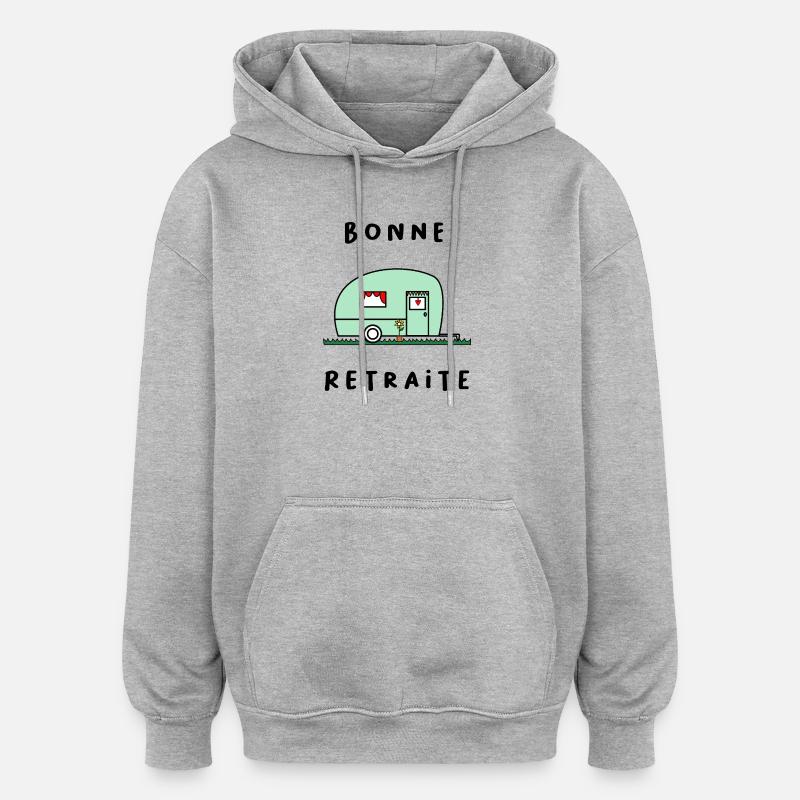 JOYEUSE RETRAITE. RETRAITE. RETRAITEE. RETRAITE - Sweat à capuche oversize unisexe - gris chiné
