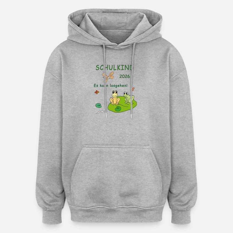 Joie de grenouille 2026 Écolier - Sweat à capuche oversize unisexe - gris chiné