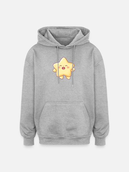 Kawaii Sternchen Lächeln Stern Kinder - Oversized Unisex Hoodie - Grau meliert