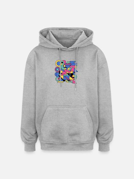 Memphis Geometrie Farbenspiel - Oversized Unisex Hoodie - Grau meliert