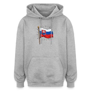 Slowakei Flagge mit Wappen - Oversized Unisex Hoodie - Grau meliert - Vorne - Noah (186cm)