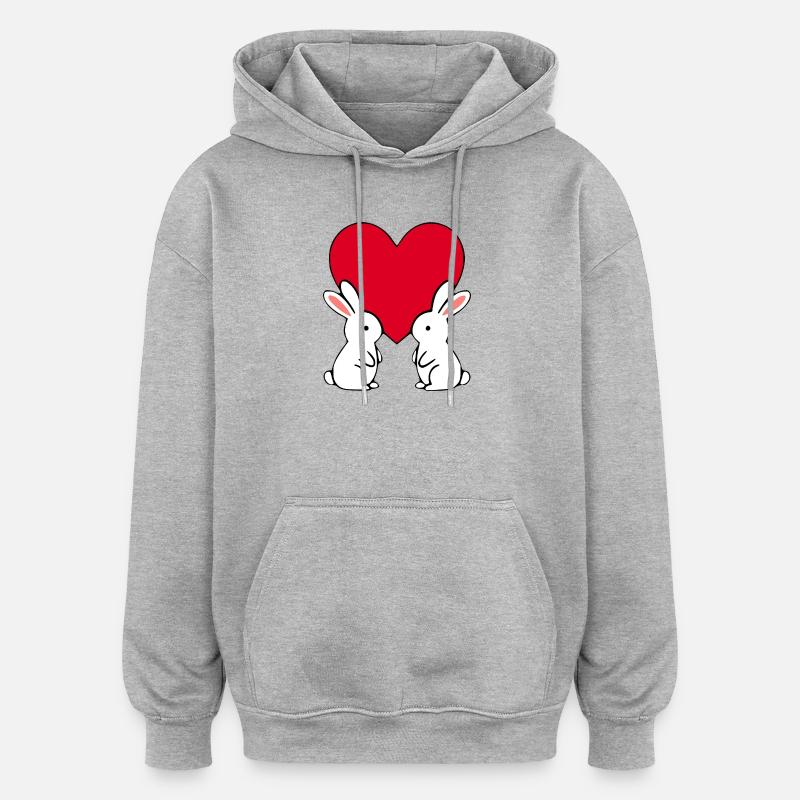 Saint-Valentin cœur rouge, st.valentin - Sweat à capuche oversize unisexe - gris chiné