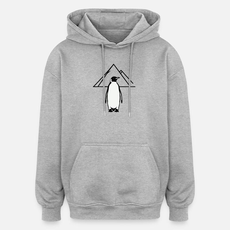 BUT WHY ? Pingouin  - Sweat à capuche oversize unisexe - gris chiné