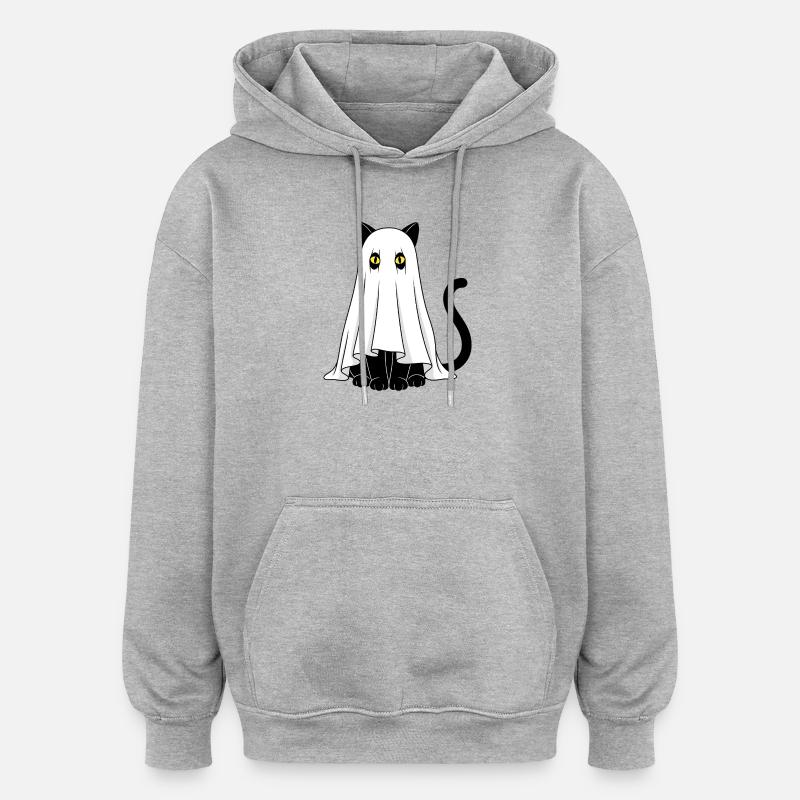 Fantôme Chat Voile Fantôme - Sweat à capuche oversize unisexe - gris chiné