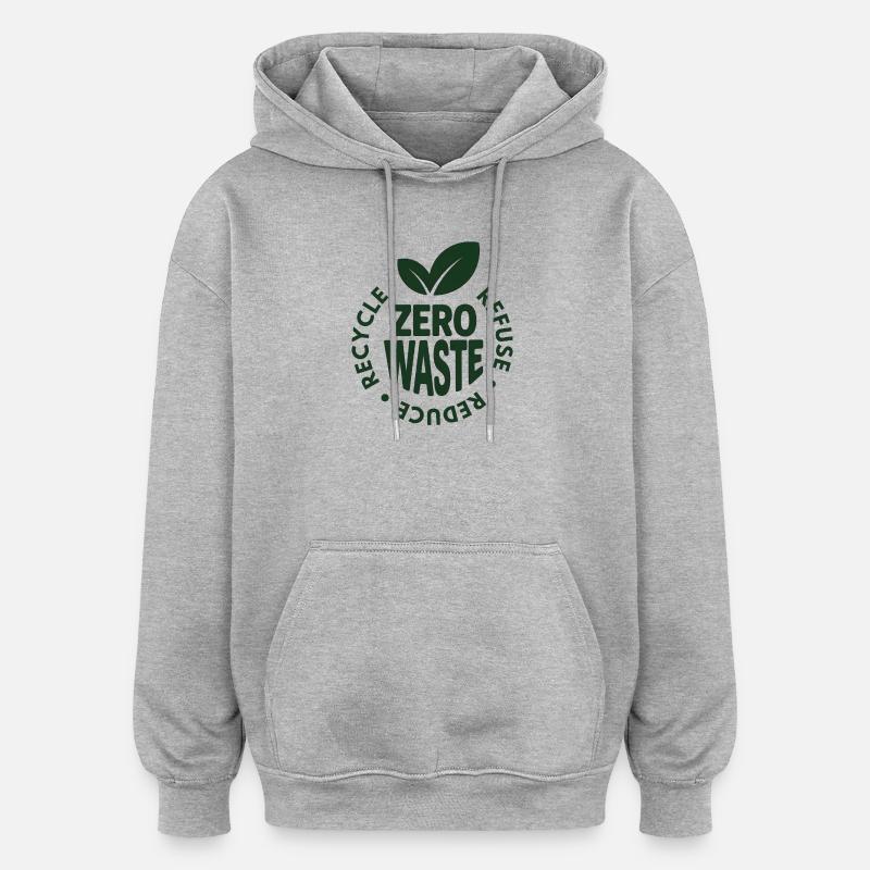 Design de badge écologique zéro déchet - Sweat à capuche oversize unisexe - gris chiné