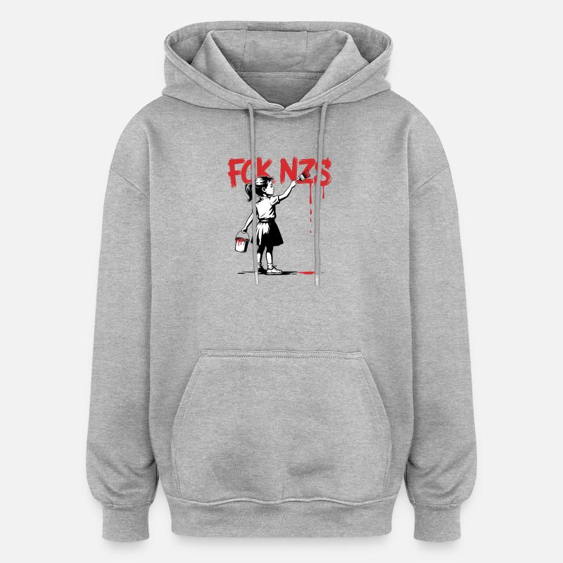 de nazis - T-shirt antifasciste - Sweat à capuche oversize unisexe - gris chiné