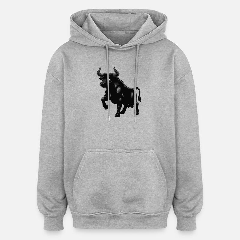Silhouette du taureau noir avec brillance - Sweat à capuche oversize unisexe - gris chiné