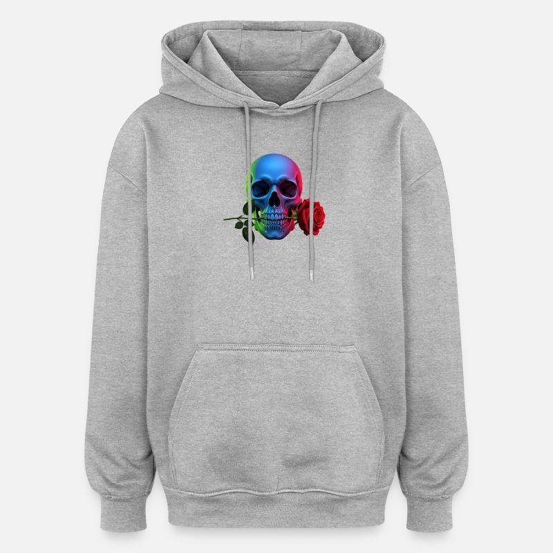 Neon skull with rose gothic design - Oversized Unisex Hoodie - heather grey