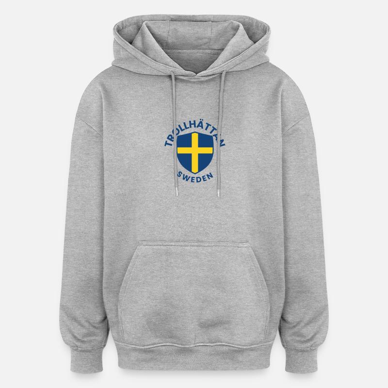 Bouclier de Suède de Trollhättan - Sweat à capuche oversize unisexe - gris chiné