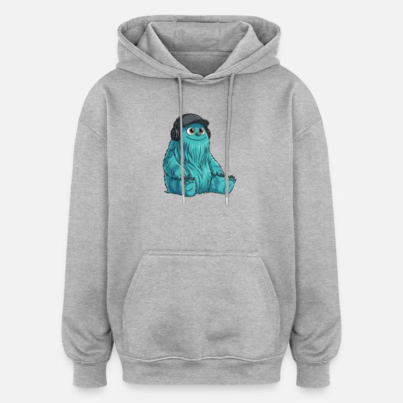 Monster Fluffonster® - DJ Fluffo s’assoit - Sweat à capuche oversize unisexe - gris chiné