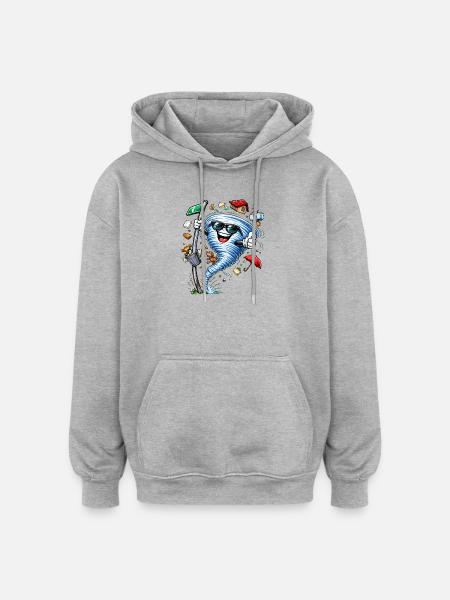 Hurricane with sunglasses - Oversized Unisex Hoodie - heather grey