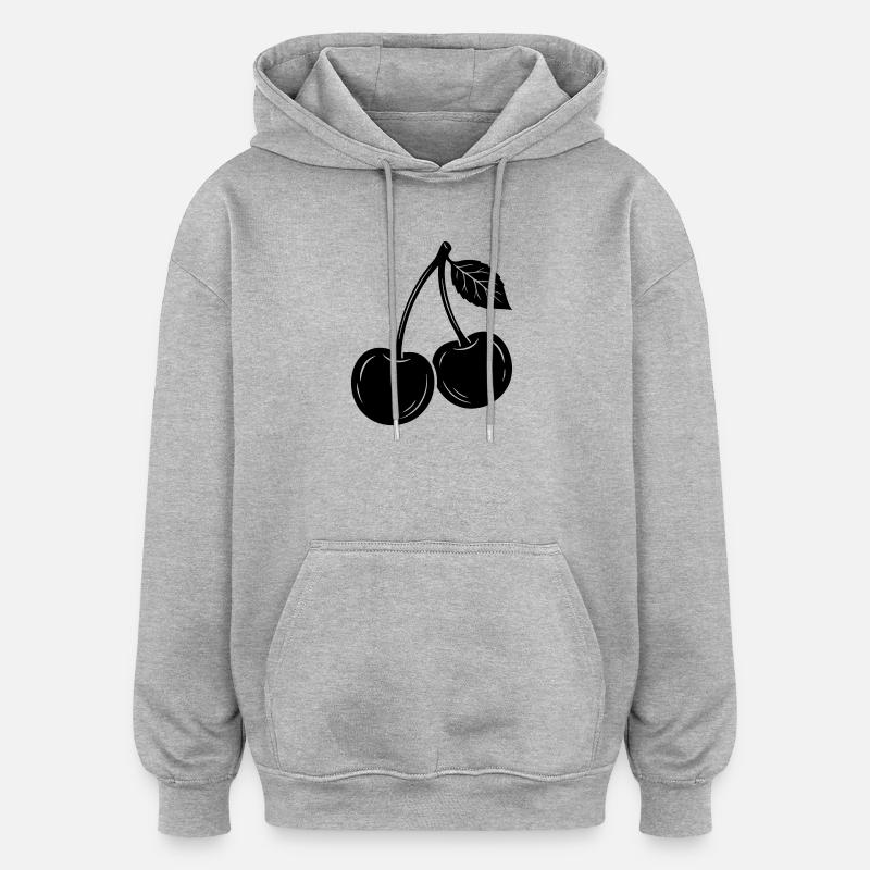 Cherry Pair Silhouette - Sweat à capuche oversize unisexe - gris chiné