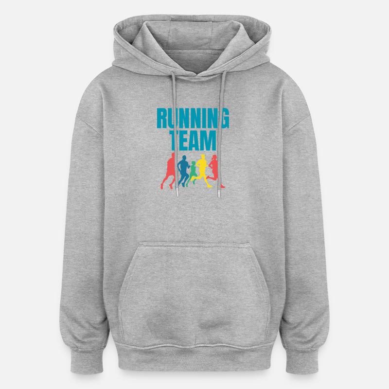 Équipe de course - Sweat à capuche oversize unisexe - gris chiné