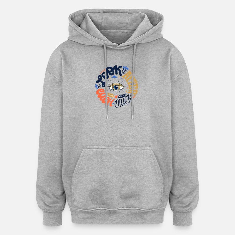 Motif œil - Sweat à capuche oversize unisexe - gris chiné