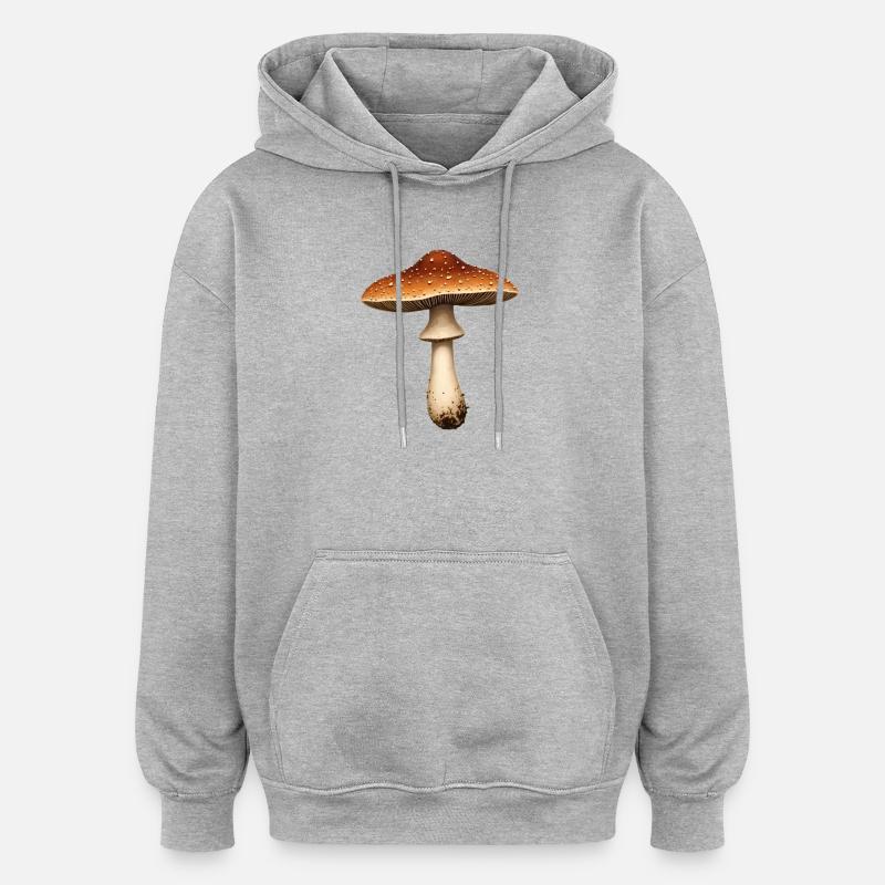 champignon - Sweat à capuche oversize unisexe - gris chiné