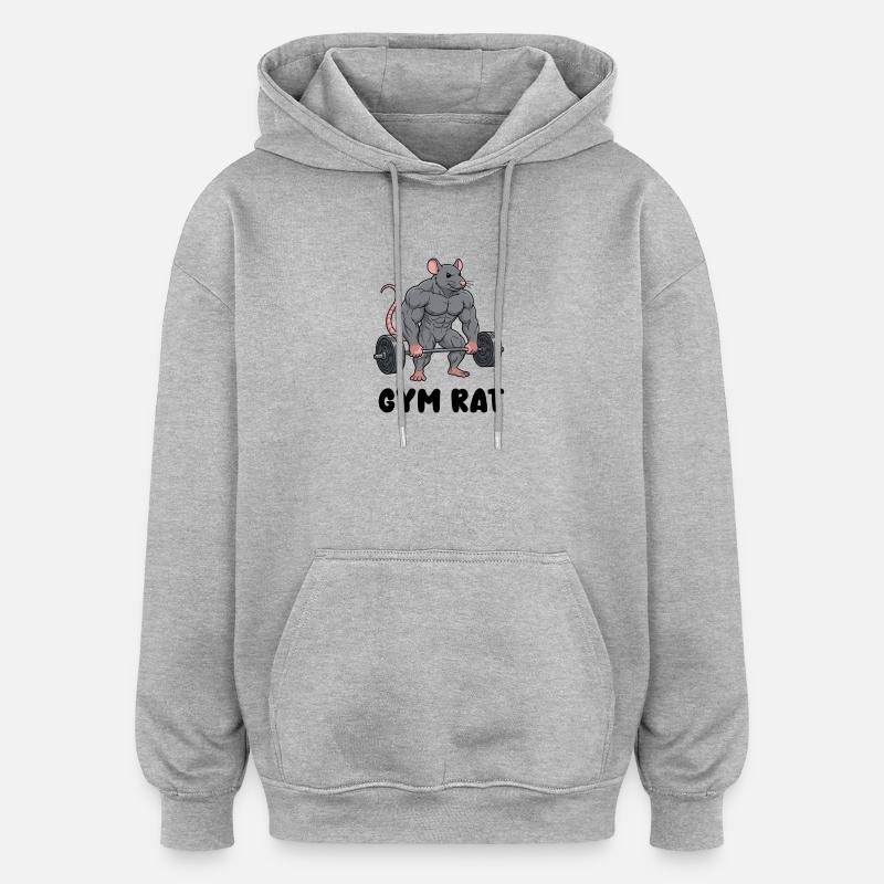 Muskulöse Ratte im Comic Stil - Oversized Unisex Hoodie - Grau meliert