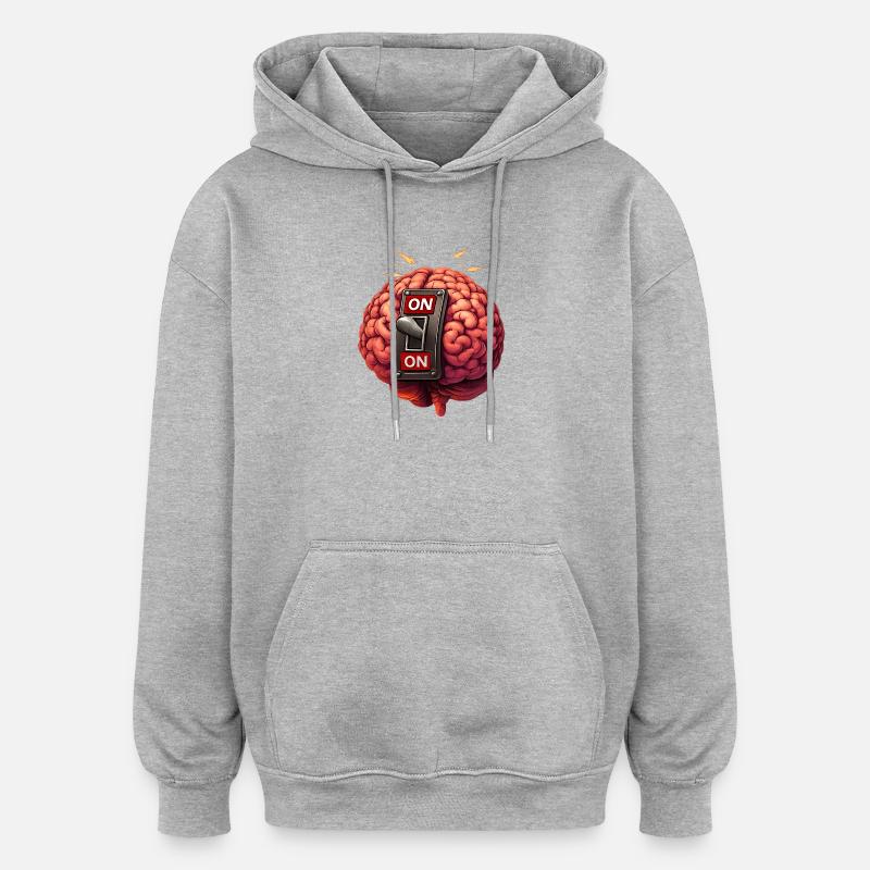 Cerveau en marche - toujours - Sweat à capuche oversize unisexe - gris chiné