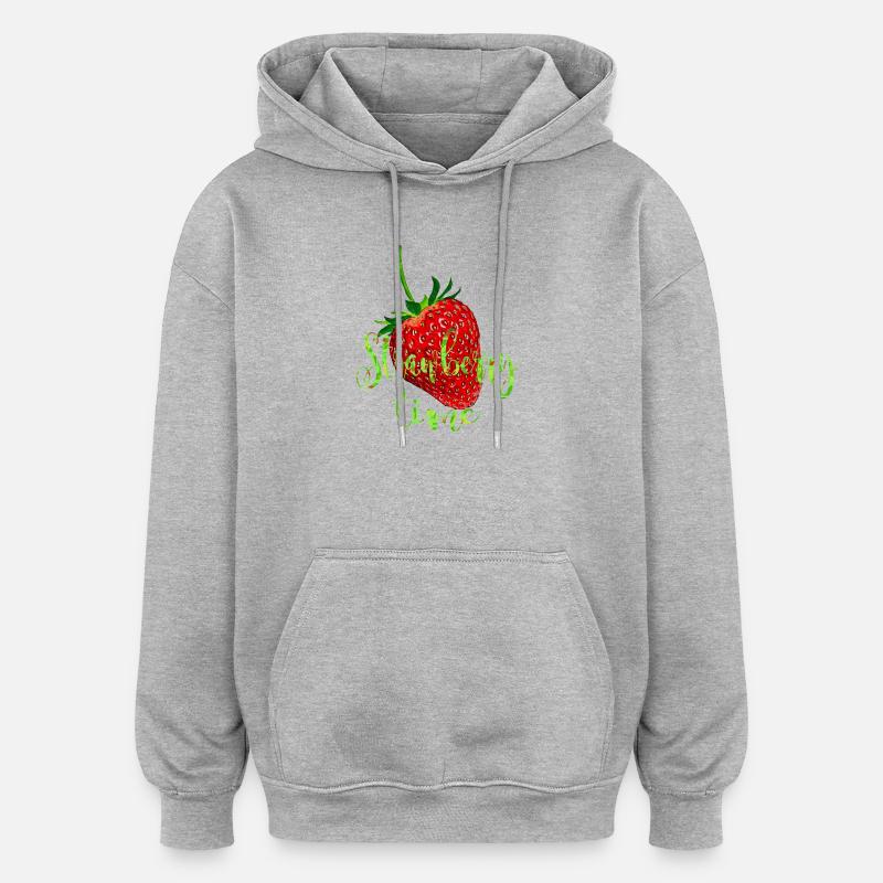 Fraise avec expression - Sweat à capuche oversize unisexe - gris chiné