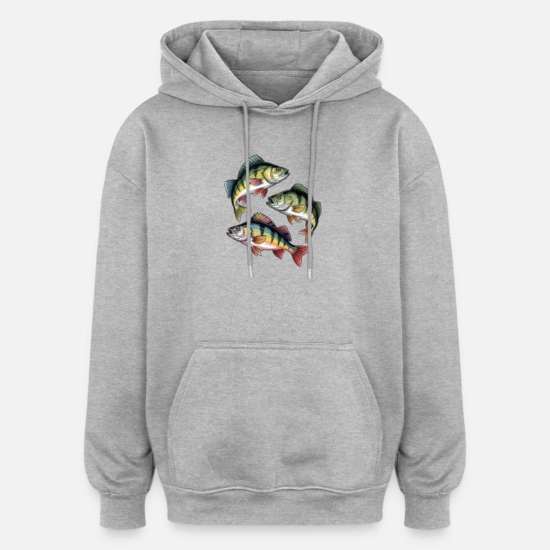 Pêche à la perche - Sweat à capuche oversize unisexe - gris chiné