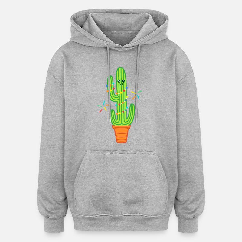 Süßer Comic Kaktus grün - Oversized Unisex Hoodie - Grau meliert