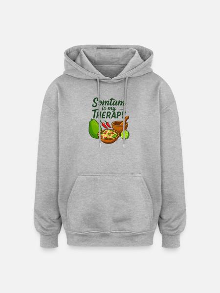 Somtam is my theraphy - Thailand Love - Oversized Unisex Hoodie - heather grey