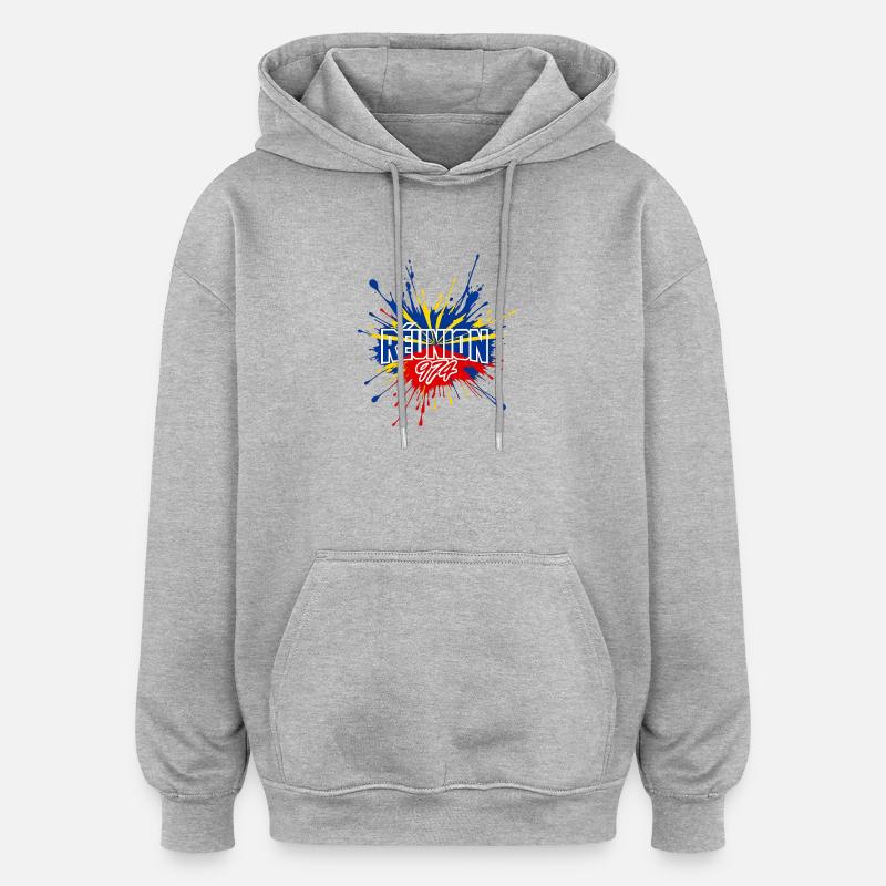 Splash Flag Reunion 974 - Oversized Unisex Hoodie - heather grey