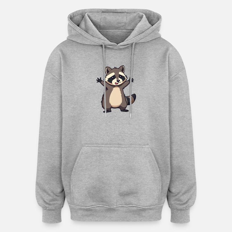 Raton laveur - Sweat à capuche oversize unisexe - gris chiné
