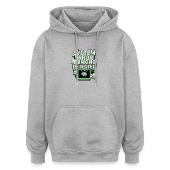 System Error - Oversized Unisex Hoodie - heather grey - Front - Noah (186cm)