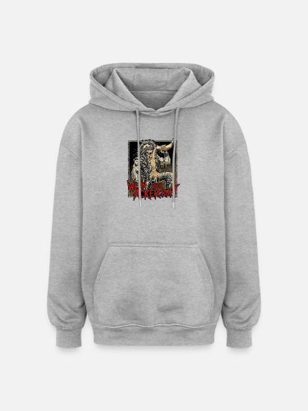 Retro 80s Heavy Metal Dämon - Oversized Unisex Hoodie - Grau meliert