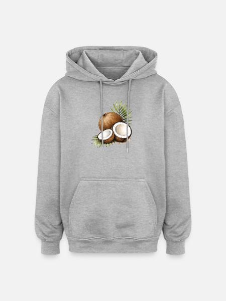 Kokosnuss Tropen Wasserfarbe - Sweat à capuche oversize unisexe - gris chiné