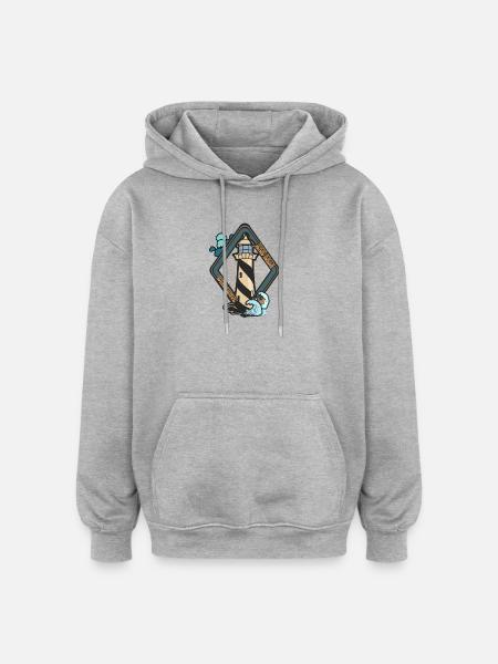 Lighthouse Beyond the Horizon - Oversized Unisex Hoodie - heather grey