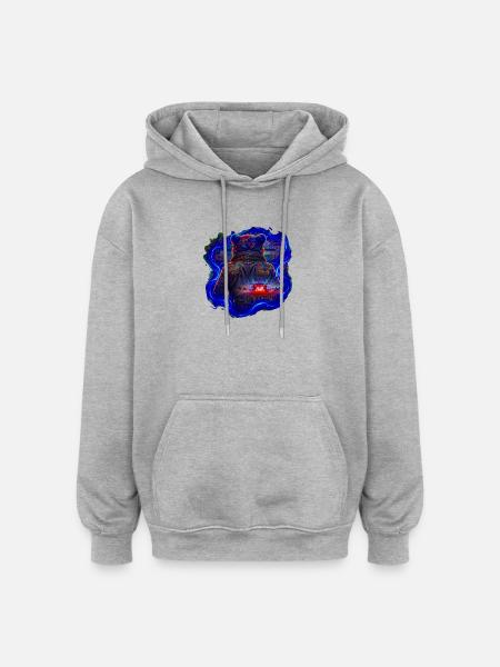 Neon Bear Concert Style Jacket - Oversized Unisex Hoodie - heather grey