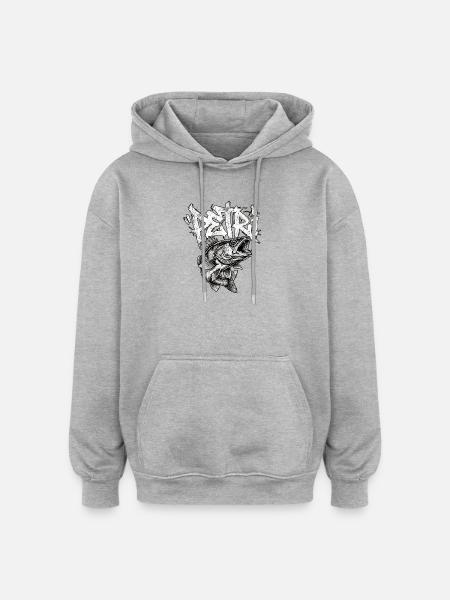 Zander Angler Graffiti Handschrift - Oversized Unisex Hoodie - Grau meliert