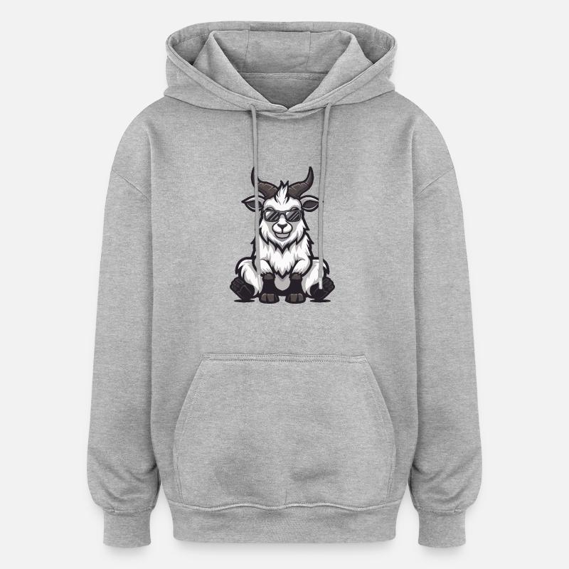 Bergziege Cool Comic - Oversized Unisex Hoodie - Grau meliert