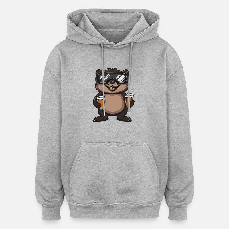 Beaver Après Ski Beer Comic - Oversized Unisex Hoodie - heather grey