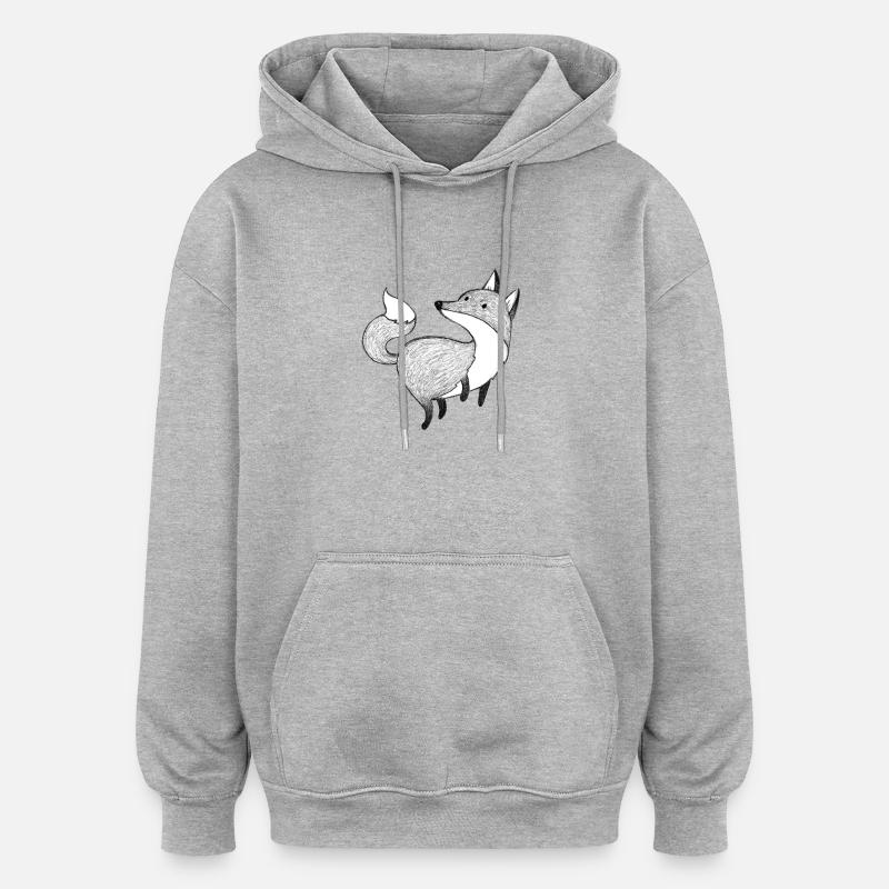 Fuchs - Oversized Unisex Hoodie - Grau meliert