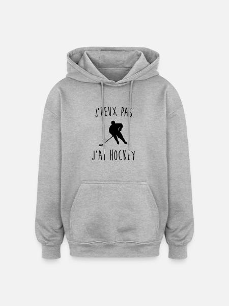 j'peux pas j'ai hockey - Sweat à capuche oversize unisexe - gris chiné