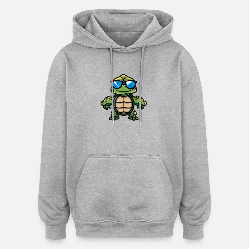 Schildkröte Comic Cool - Oversized Unisex Hoodie - Grau meliert