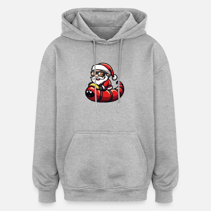Worm Santa Claus tegneserie - Oversized unisex-hettegenser - gråmelert