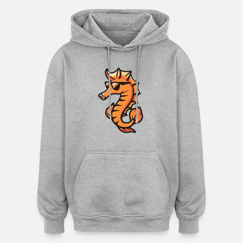 Hippocampe Bande dessinée Cool - Sweat à capuche oversize unisexe - gris chiné