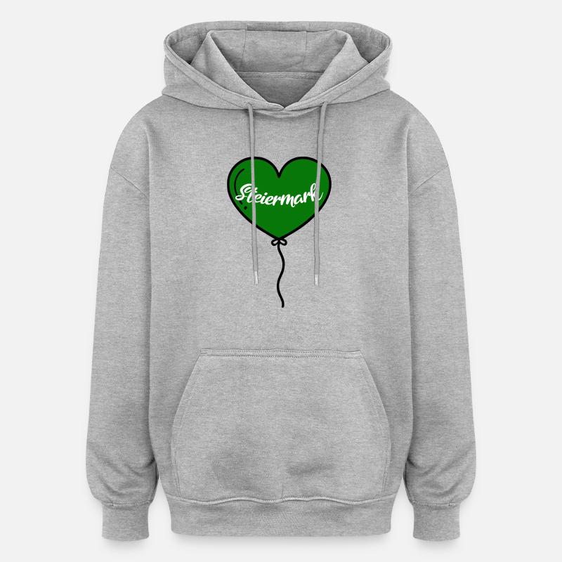 Steiermark Herz Luftballon - Oversized Unisex Hoodie - Grau meliert