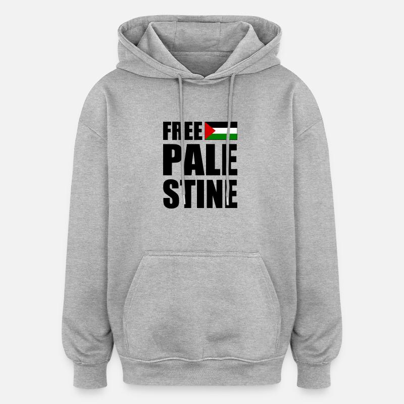 Free palestine - Sweat à capuche oversize unisexe - gris chiné