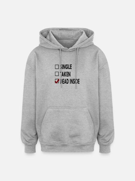 SINGLE noir blanc DEAD - Sweat à capuche oversize unisexe - gris chiné