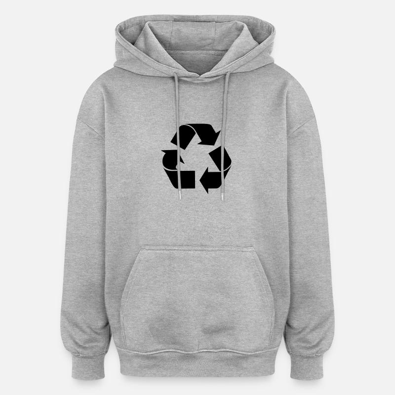 Recycle - Sweat à capuche oversize unisexe - gris chiné