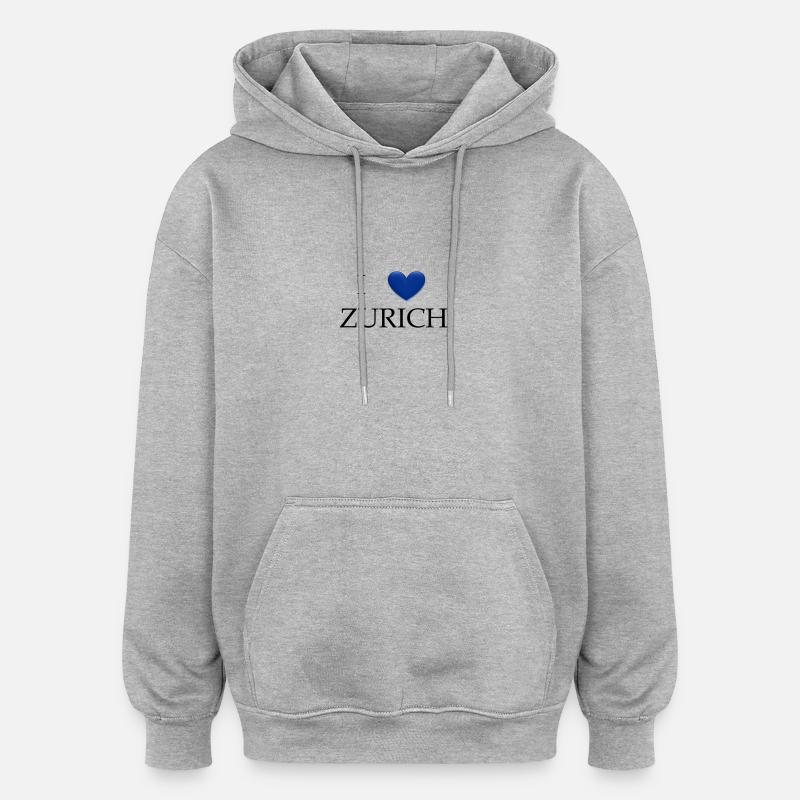 Zurich - Sweat à capuche oversize unisexe - gris chiné